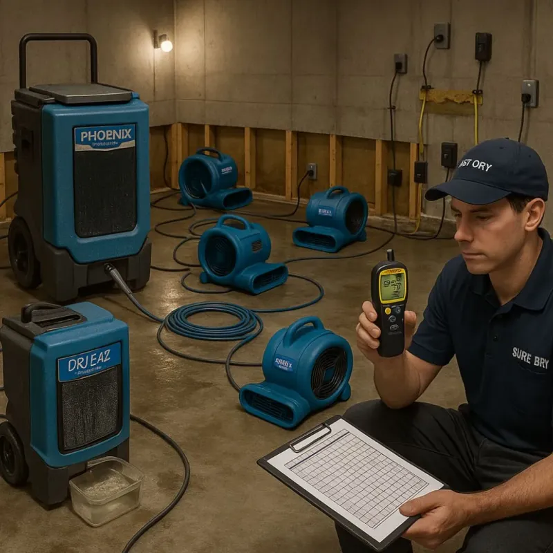 Structural Drying and Dehumidification process in Bridgton, ME
